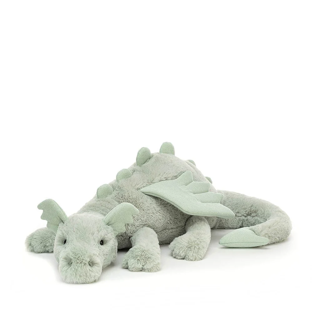 Jellycat Huge Sage Dragon Plush – Large Green Sparkle Stuffed Animal
